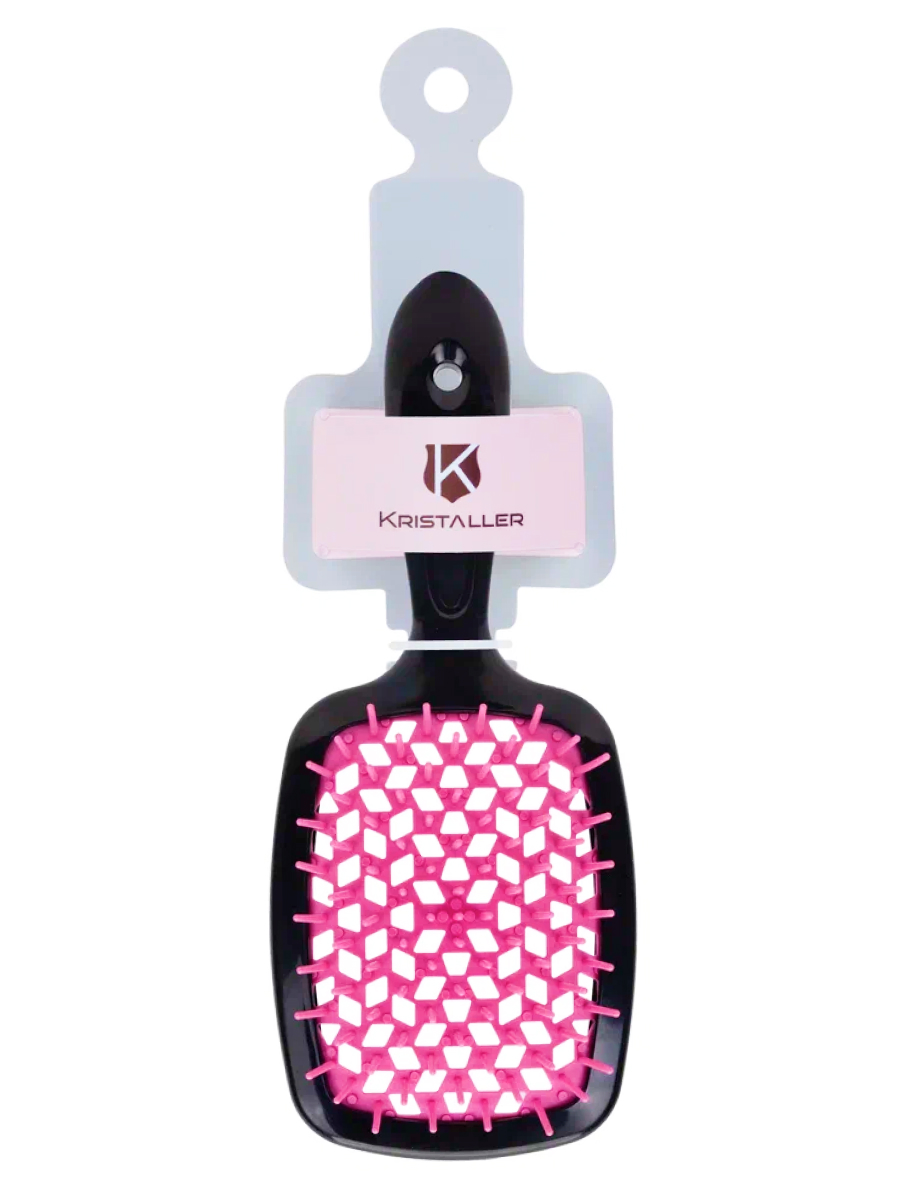 Kristaller Расчёска массажная для быстрой сушки волос WS023, черно-розовый, пластик, 20,5 см