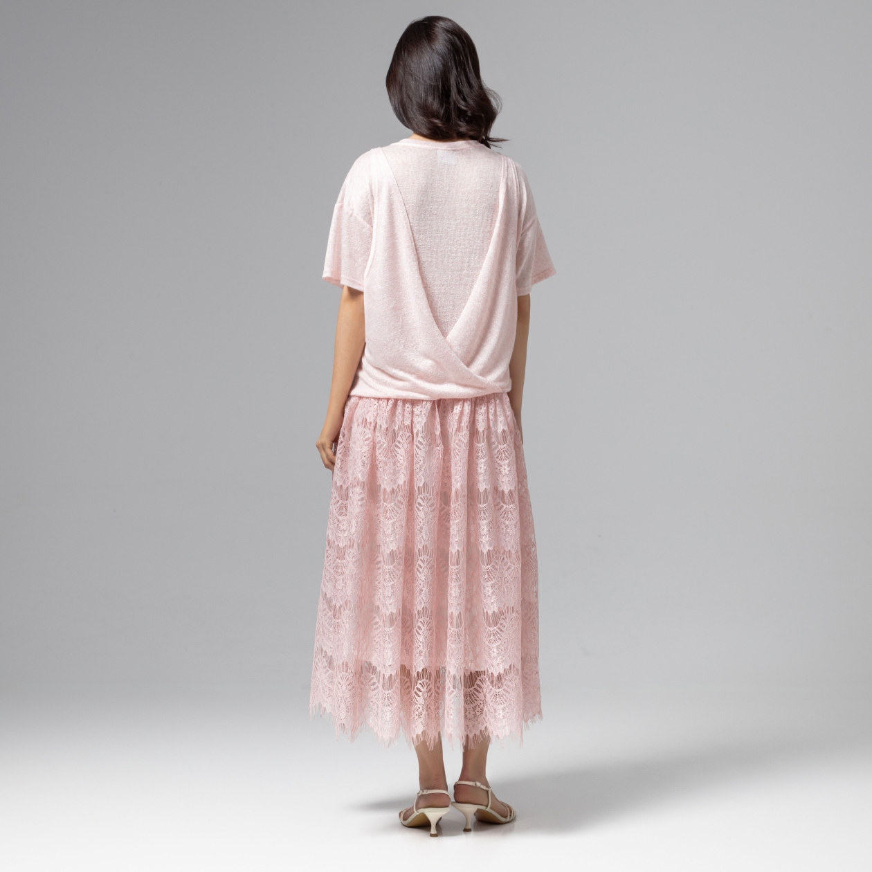 Ст.цена 3490р. Платье комбинированное с кружевом, Доведу до мечты (soft pink)