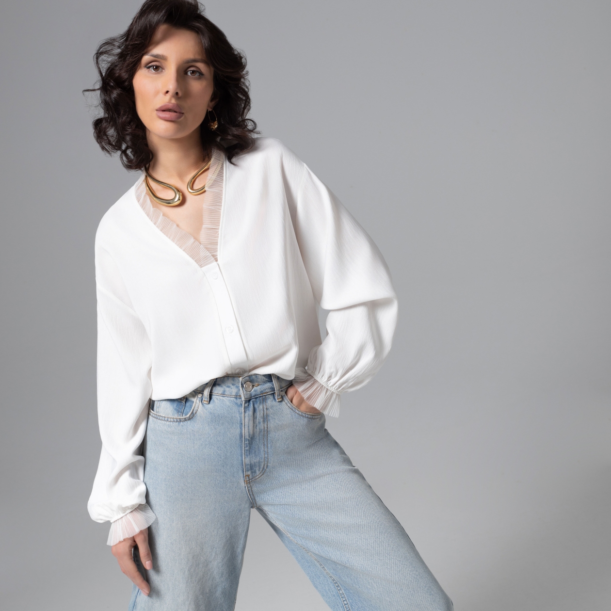 Ст.цена 2390р. Рубашка нарядная, Моя аура – люкс (белая)