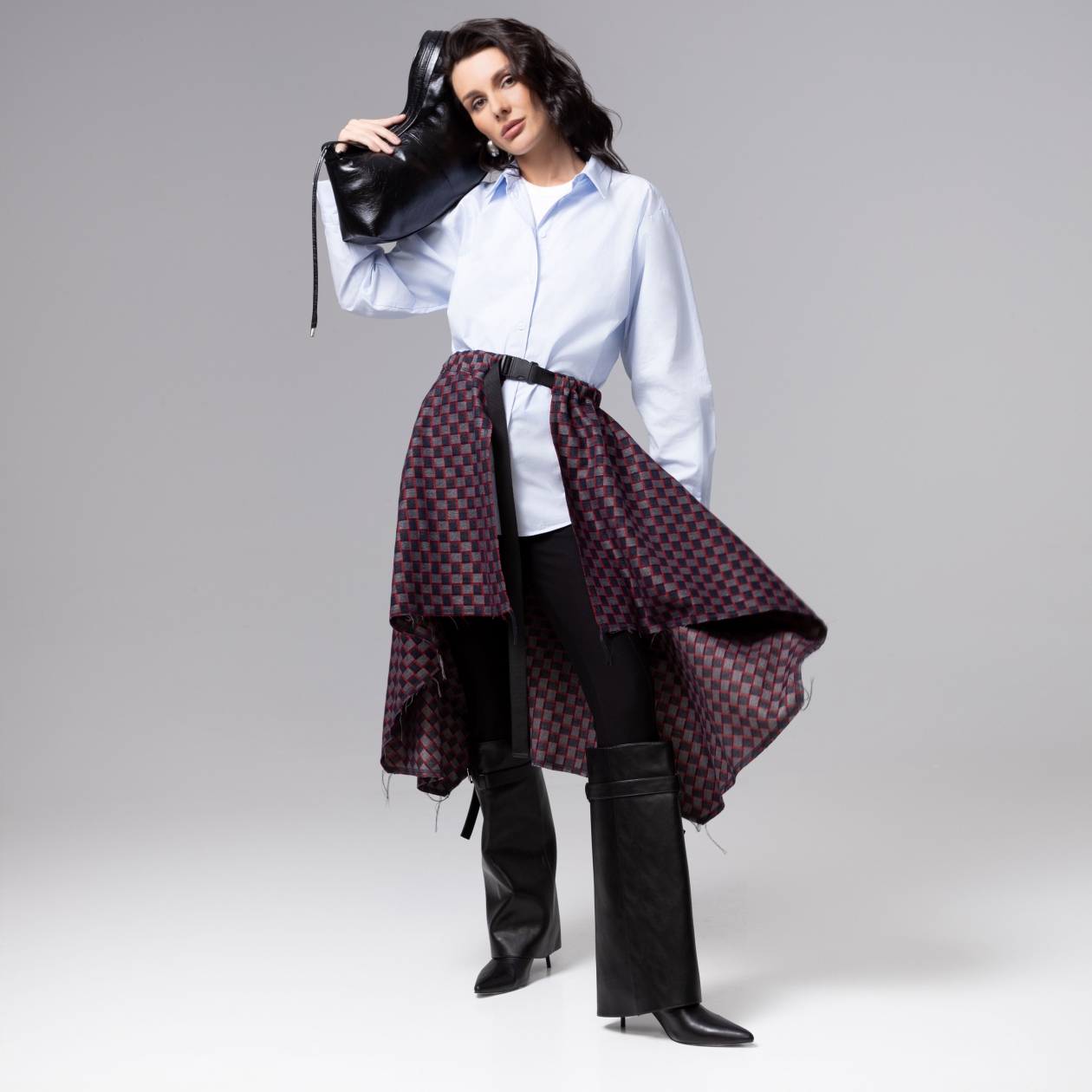 Ст.цена 1690р. Юбка-килт с необработанными краями, Игра теней