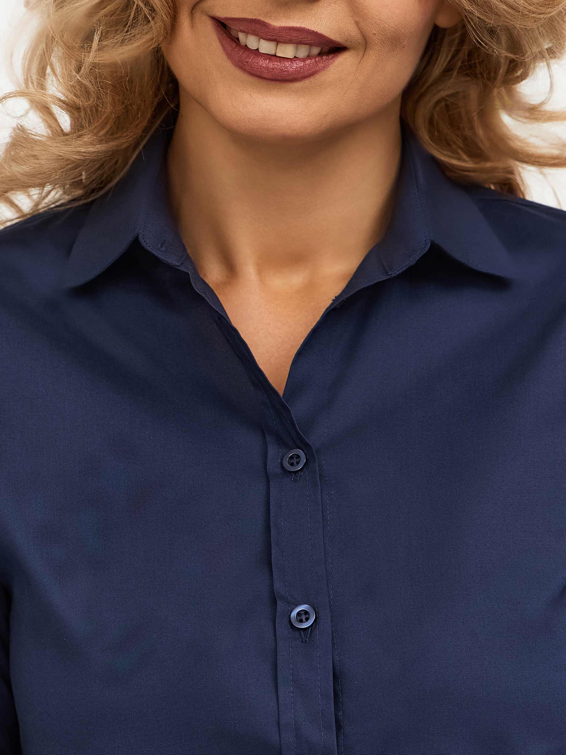 Блузка женская дл. рук. T-lab TL-B-002V-синий.стрейч