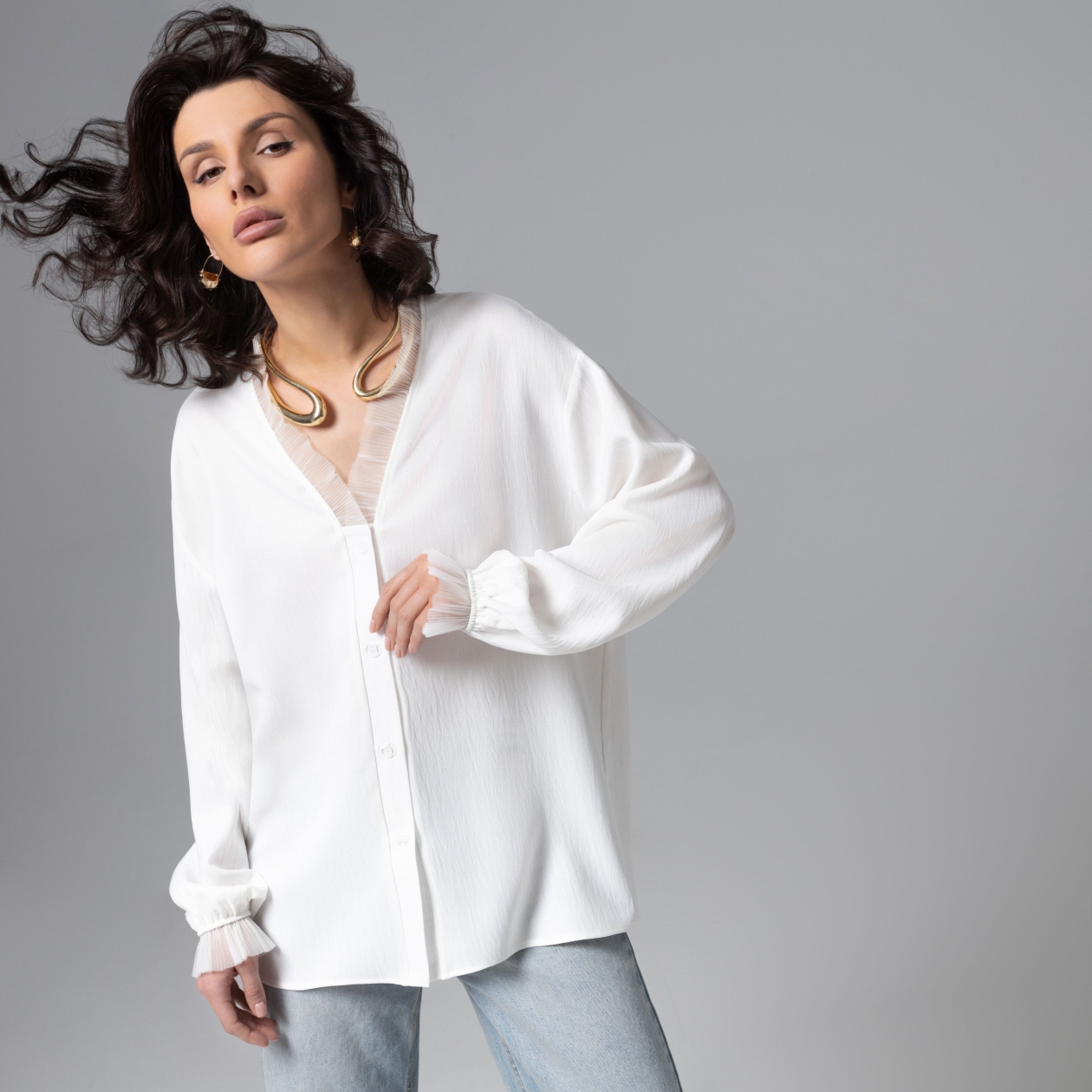 Ст.цена 2390р. Рубашка нарядная, Моя аура – люкс (белая)