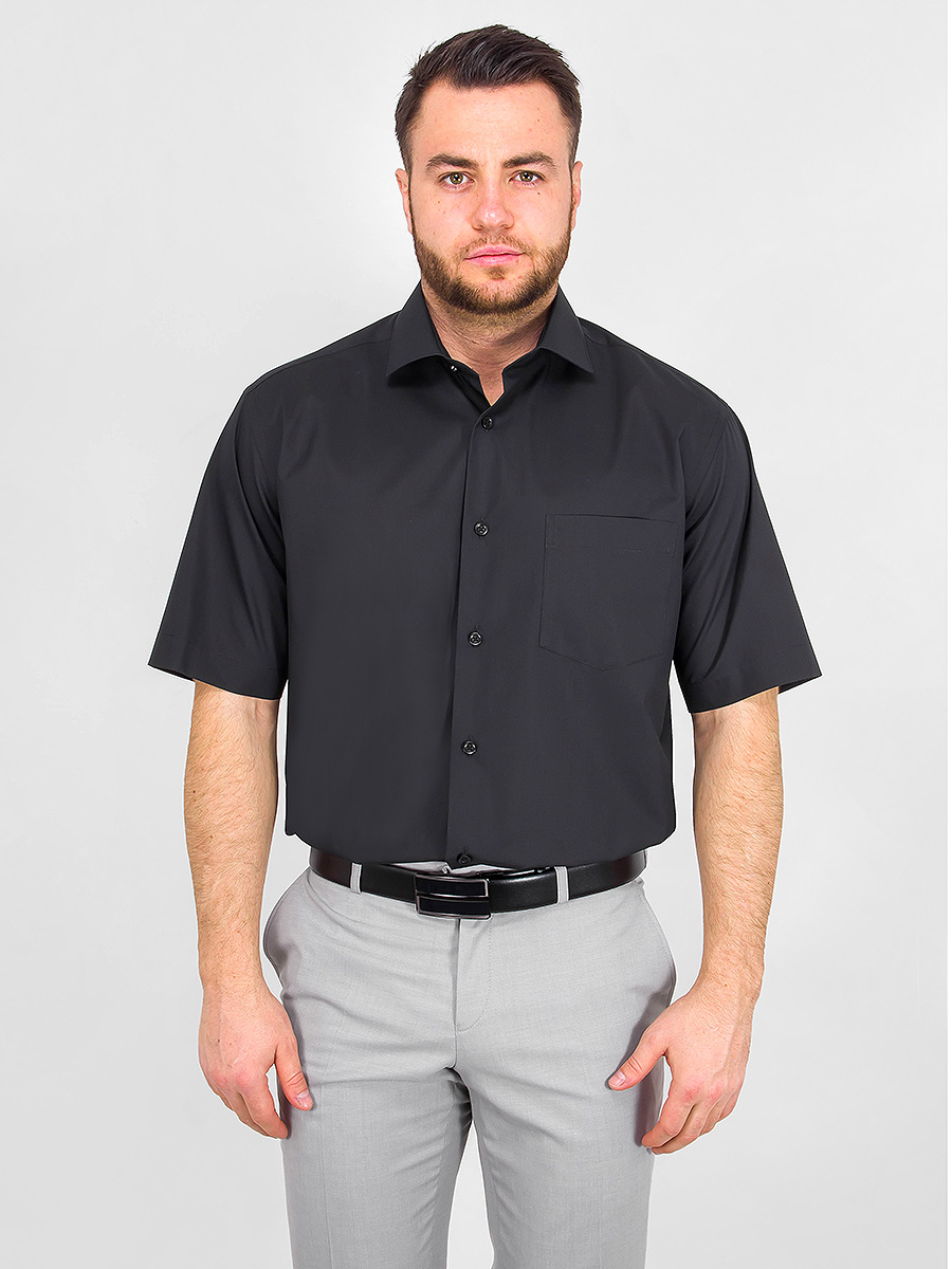 Сорочка мужская короткий рукав GREG 340/109/BLK