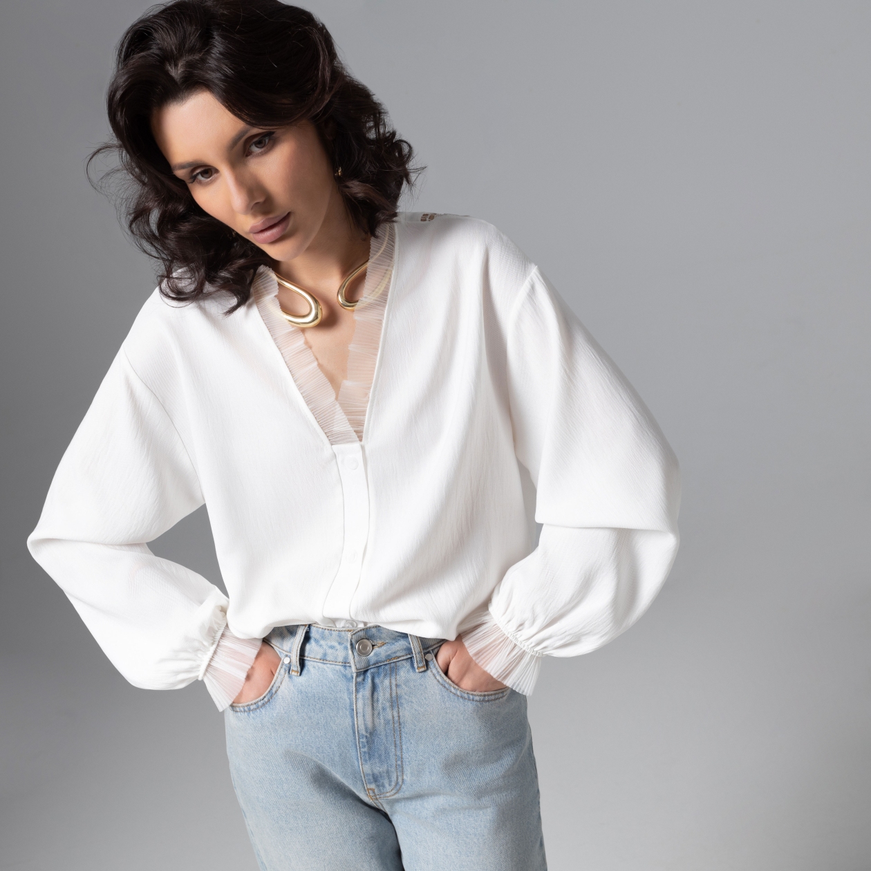 Ст.цена 2390р. Рубашка нарядная, Моя аура – люкс (белая)