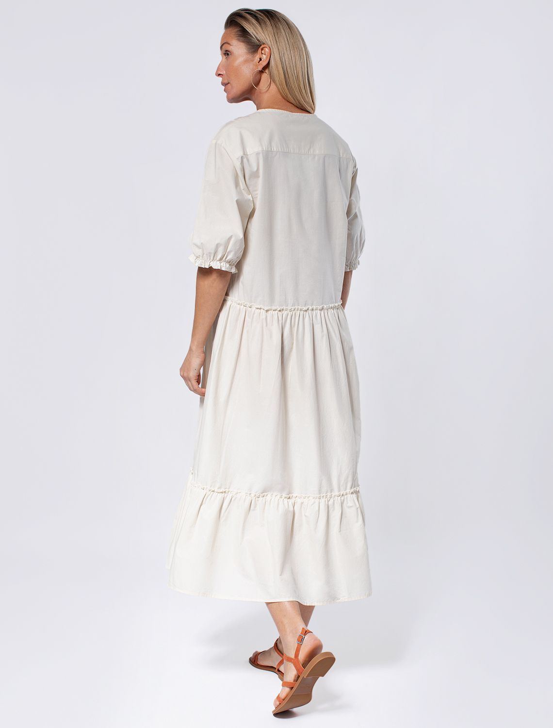 Ст.цена 3590р Платье из легкого хлопкового поплина D22.197 натуральный белый