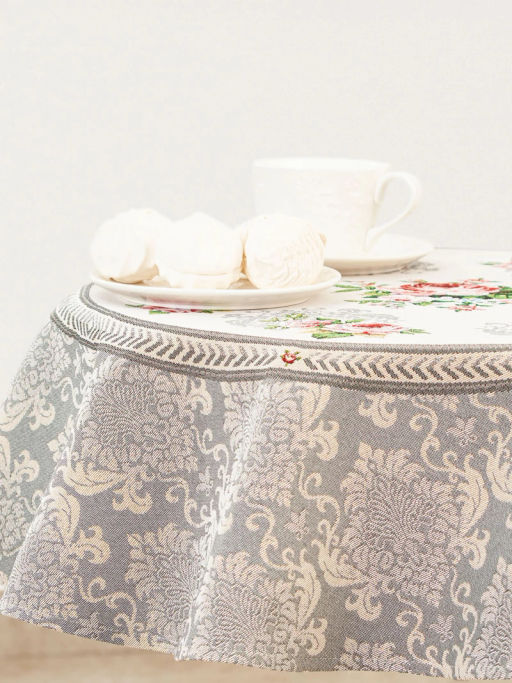 Розы Дамаск цветы Салфетка круглая д93 см 2107039 подгиб