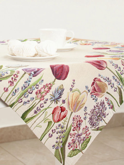 Тюльпаны моей любимой светлый фон Салфетка 100х100 см 2105509