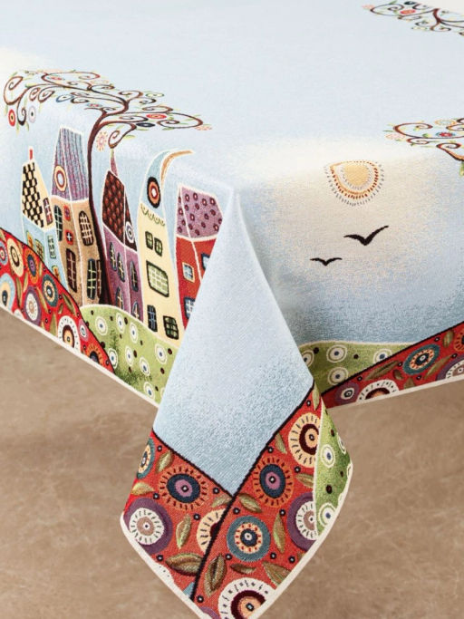 Домики Скатерть 140х240 см серебро 2107383