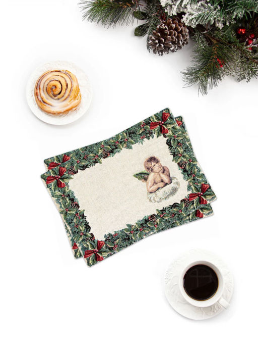 Винтажный венок Ангел Комплект салфеток 2шт 35х45 люрекс 2106824 гобелен в винтажном стиле