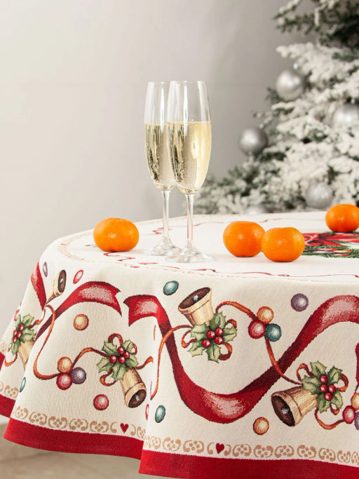 Красные бантики Скатерть круг д140 см 2109395