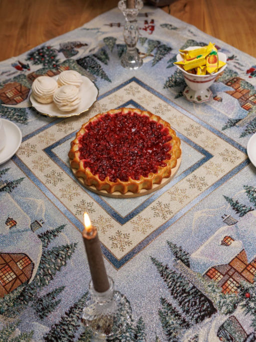 Новогодний вечер голубой фон Салфетка 100х100 см 2100266