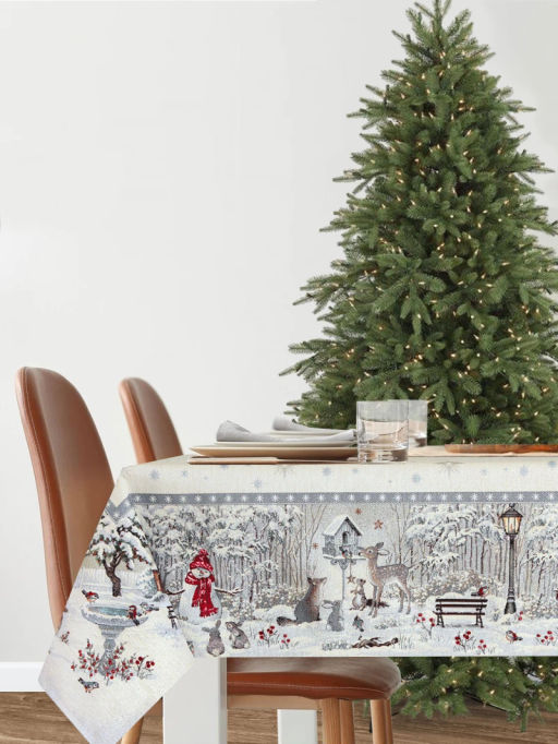 Лесные друзья у кормушки Скатерть 160х300 см 2104069 серебро