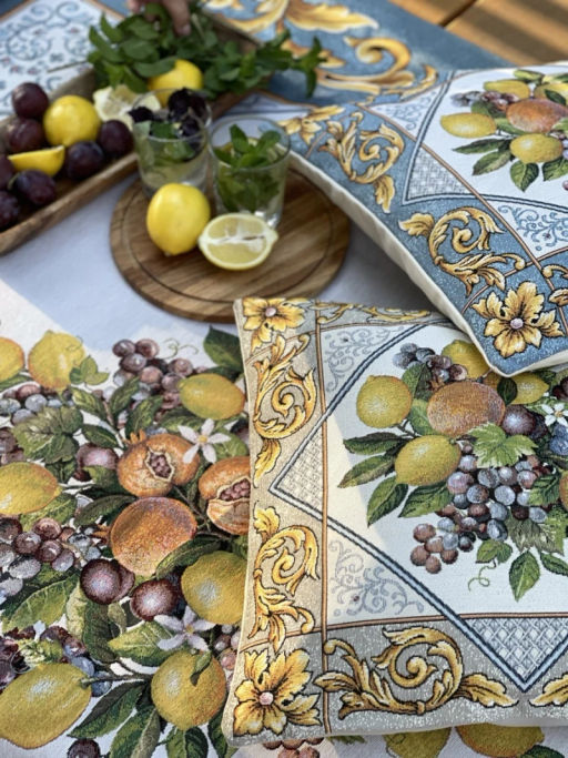 Фруктовое ассорти голубой бордюр Скатерть 160х250 см 2103828