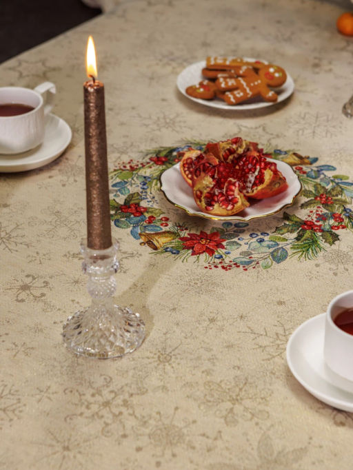 Елочные украшения Зеленый бордюр Скатерть 155х285 см бахрома 2520017 New