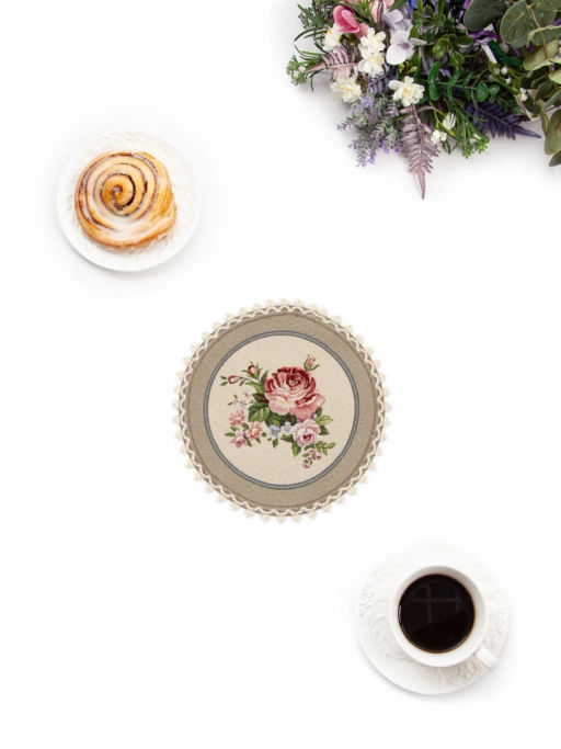 Розы Дамаск Сепия Комплект салфеток 2шт круг д27 см 2105764