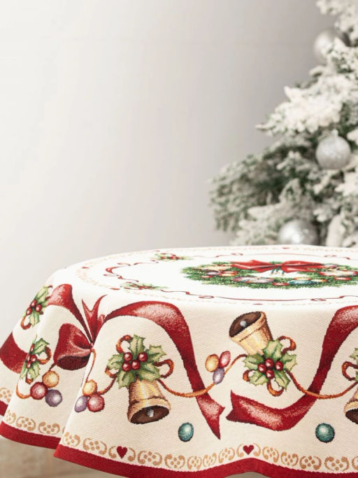 Красные бантики Салфетка круг д93 см 2109403