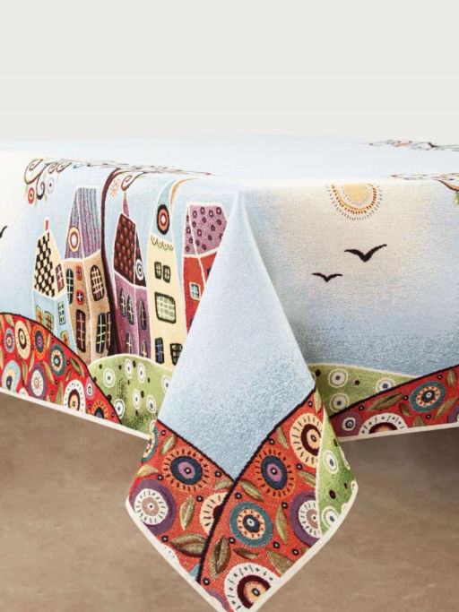 Домики Скатерть 140х240 см серебро 2107383