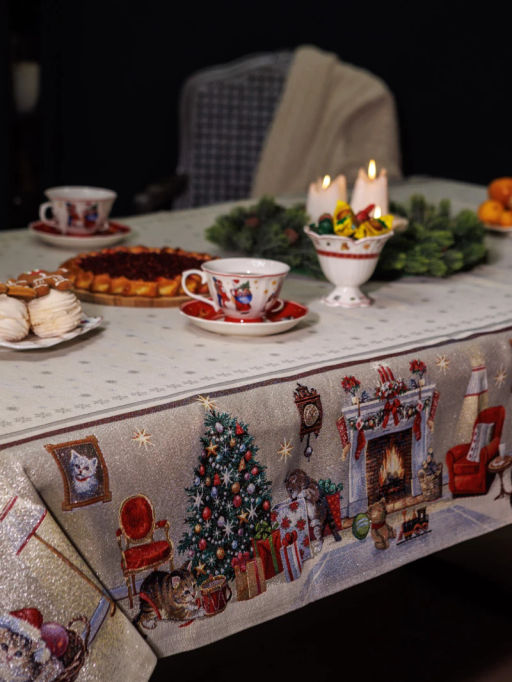 Котята у камина Скатерть 140х240 см 2102435 люрекс