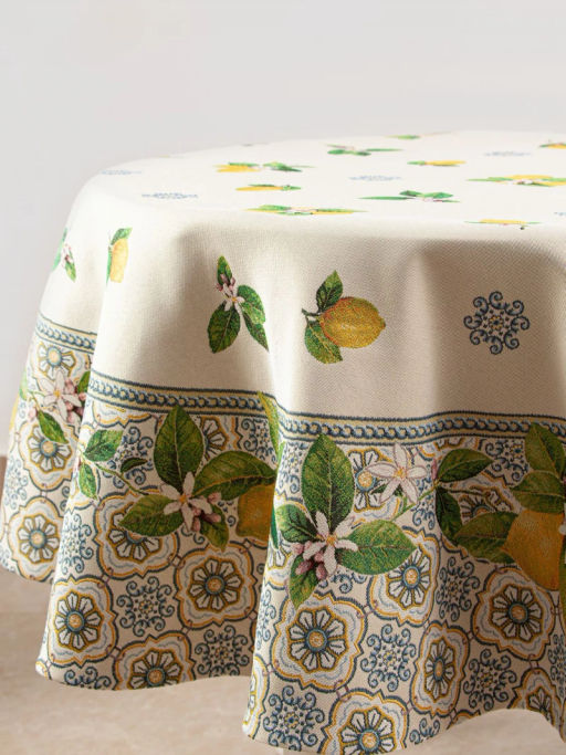 Изразцы лимоны Скатерть круг д165 см 2102598