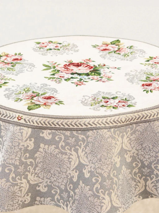 Розы Дамаск цветы Салфетка круглая д93 см 2107039 подгиб