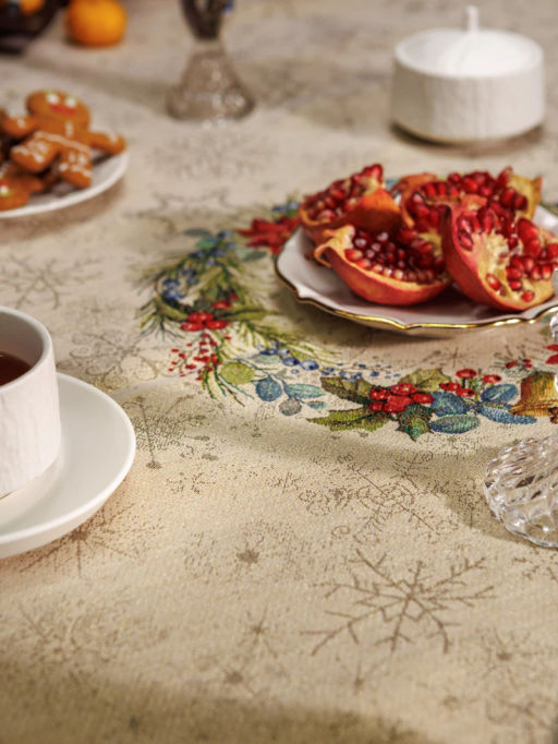 Елочные украшения Зеленый бордюр Скатерть 155х285 см бахрома 2520017 New