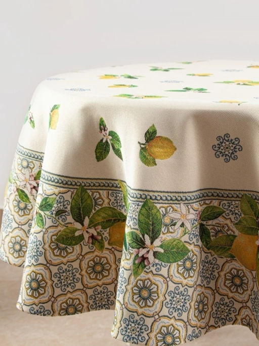 Изразцы лимоны Скатерть круг д165 см 2102598