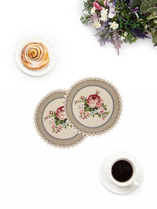 Розы Дамаск Сепия Комплект салфеток 2шт круг д27 см 2105764