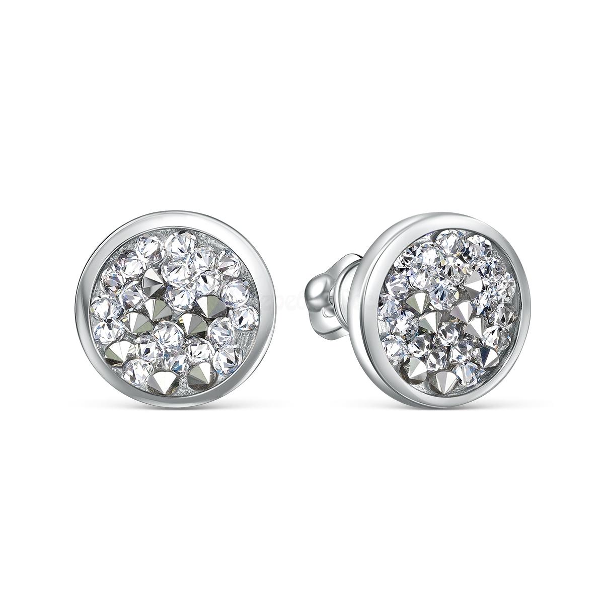 Серьги-пусеты из серебра с кристаллом Премиум Австрия родированные 925 пробы С-004-1-010001GAL