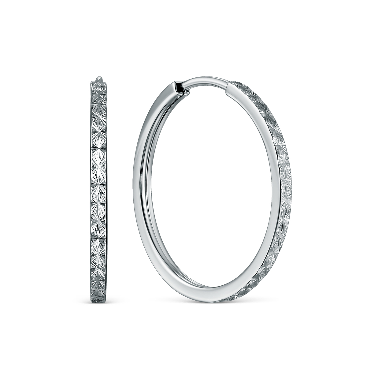 Серьги-конго из серебра родированные - диаметр 2 см 02-12-8820