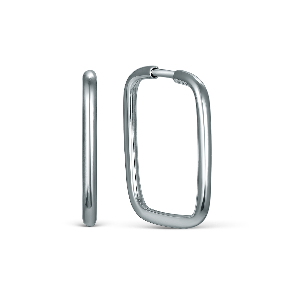 Серьги-конго из серебра родированные - Квадраты 02-12-4520