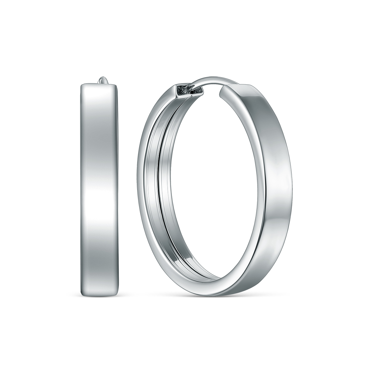 Серьги-конго из серебра родированные - диаметр 2 см 02-12-8720