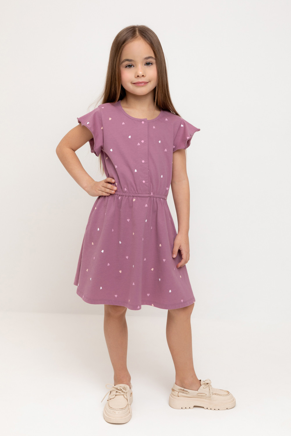 Crockid Платье КР 5792-1 темная орхидея, сердечки Crockid