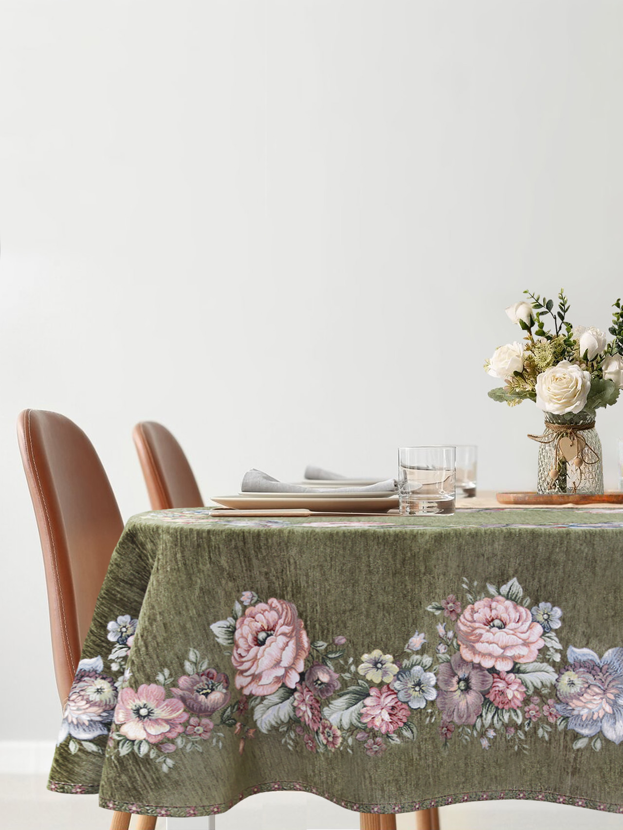 ЗС Зеленая Скатерть Бабочка овал 155х215 см 2104064 подгиб