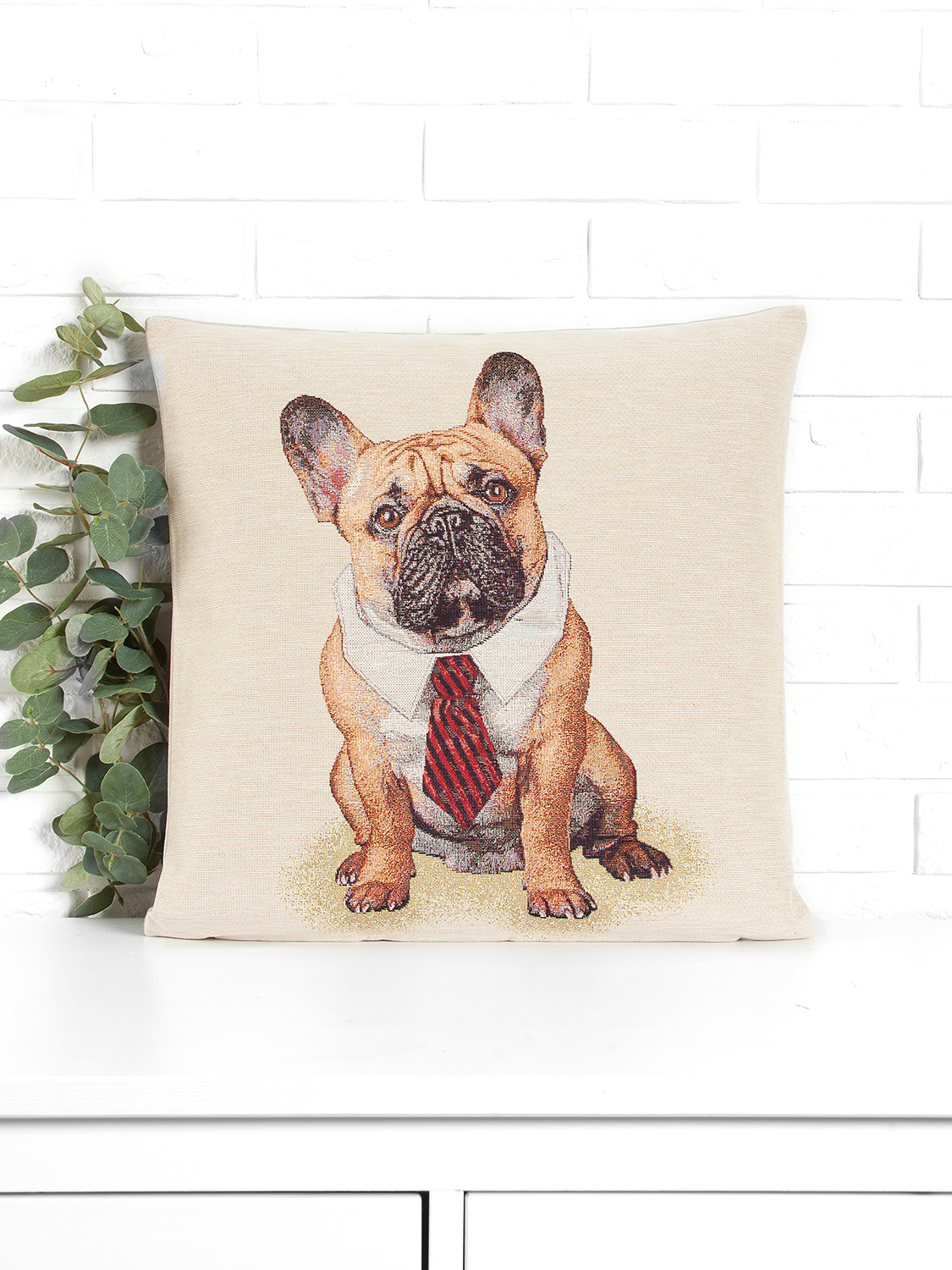 Породы собак Французский бульдог светлый фон Наволочка 43х44 см 2103535