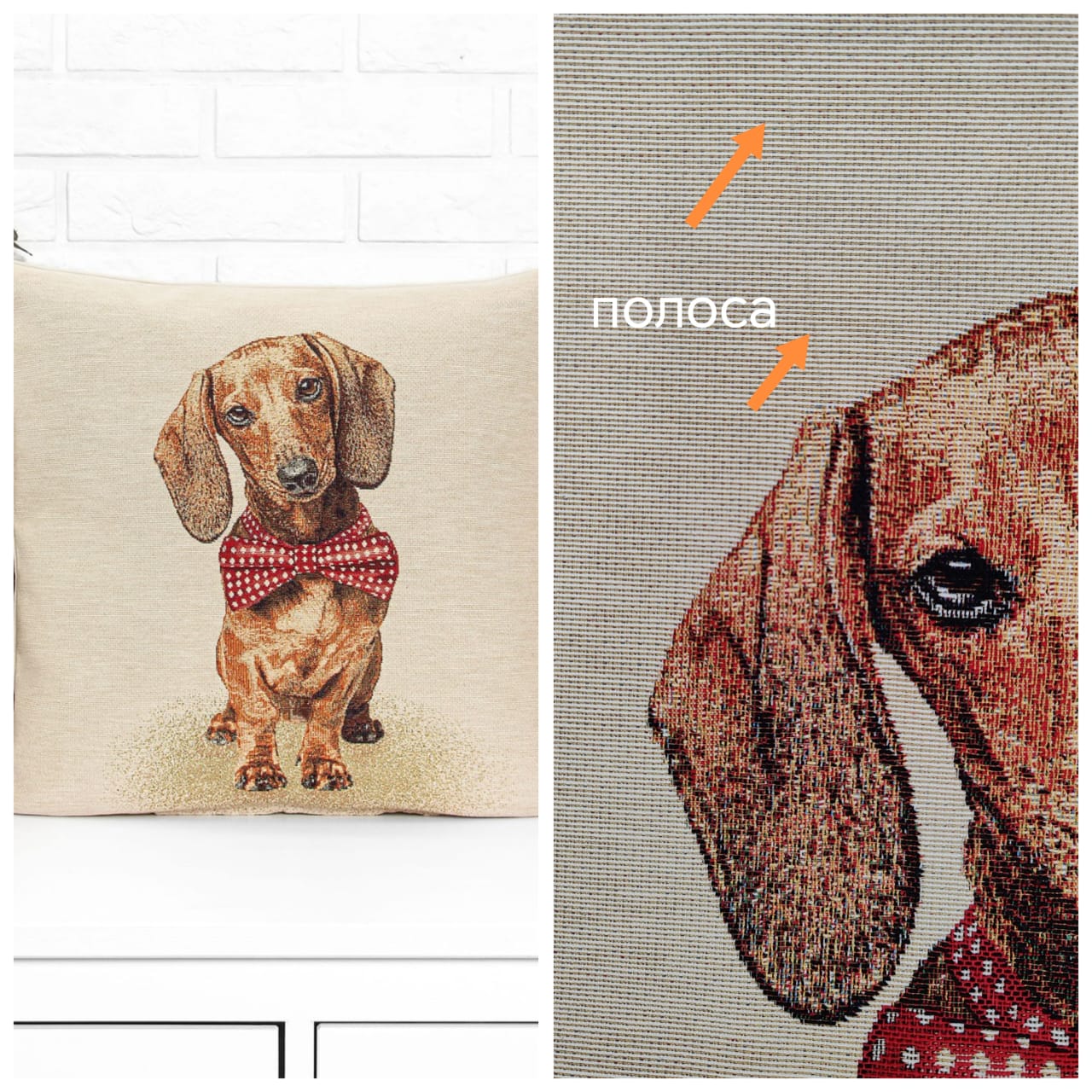 Outlet Породы собак Такса с бантиком Наволочка 45х45 см 2520231