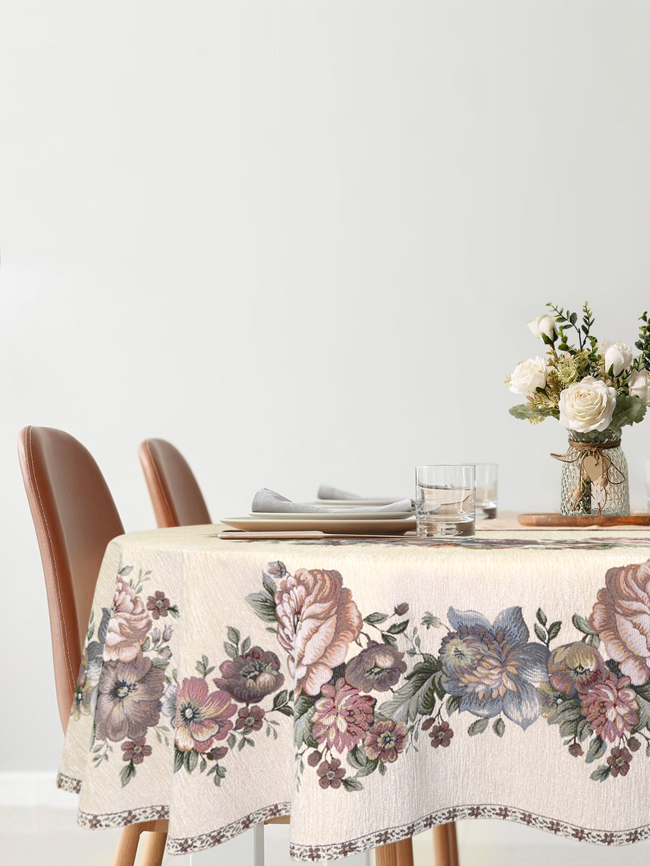 ЗС Белая Скатерть Бабочка овал 155х300 см 2100864 подгиб