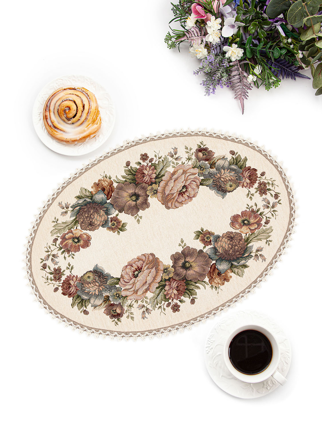 ЗС Белая Гирлянда 50х70 см 2107272 лен кружево