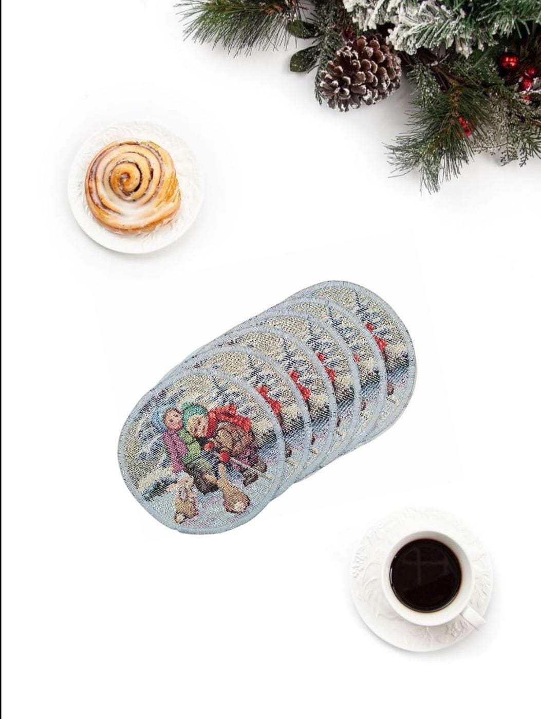 Гензель и Гретель Комплект салфеток 6шт д11 см БТ серебро 2520191