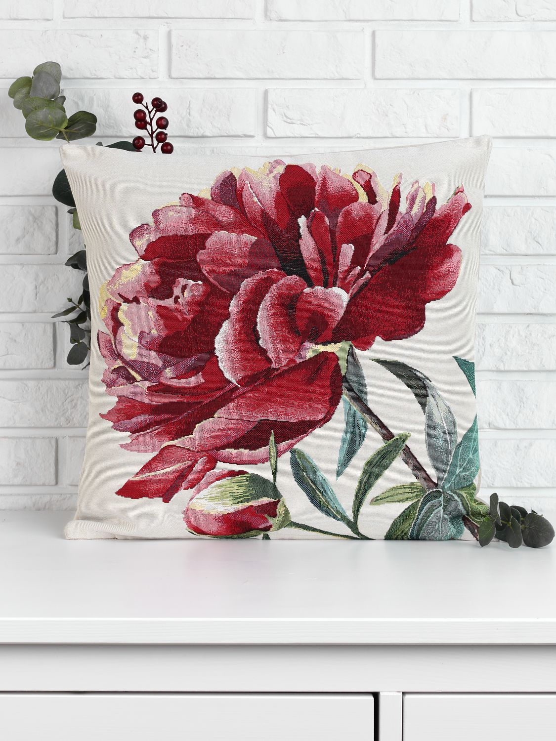 Пион белый фон Наволочка 45х45 см 2109386