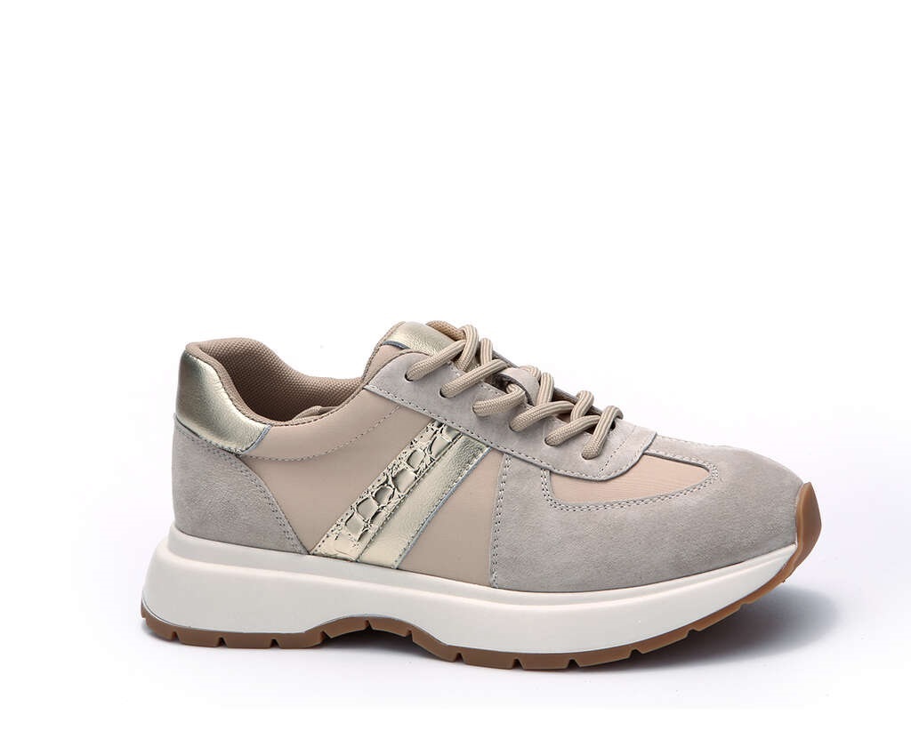 Кроссовки жен роз-беж велюр-текстиль 2390 ру с 36 по 40