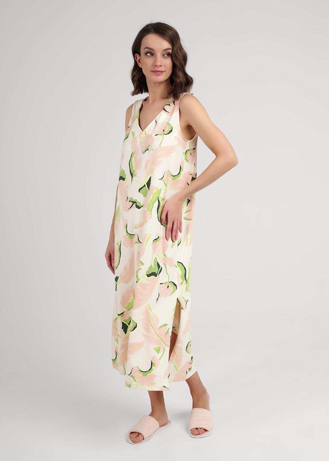 ст. цена1190руб.! CLEVER Платье LDR25-1111персиковый/св.зелёный