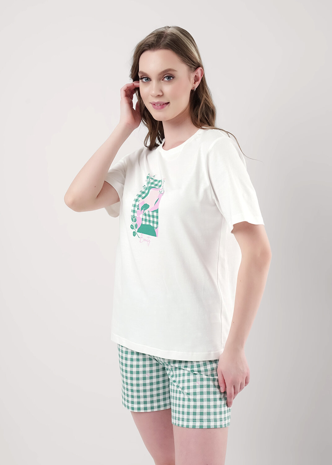 ст. цена1090руб.! CLEVER Пижама LP25-968молочный/св.зелёный