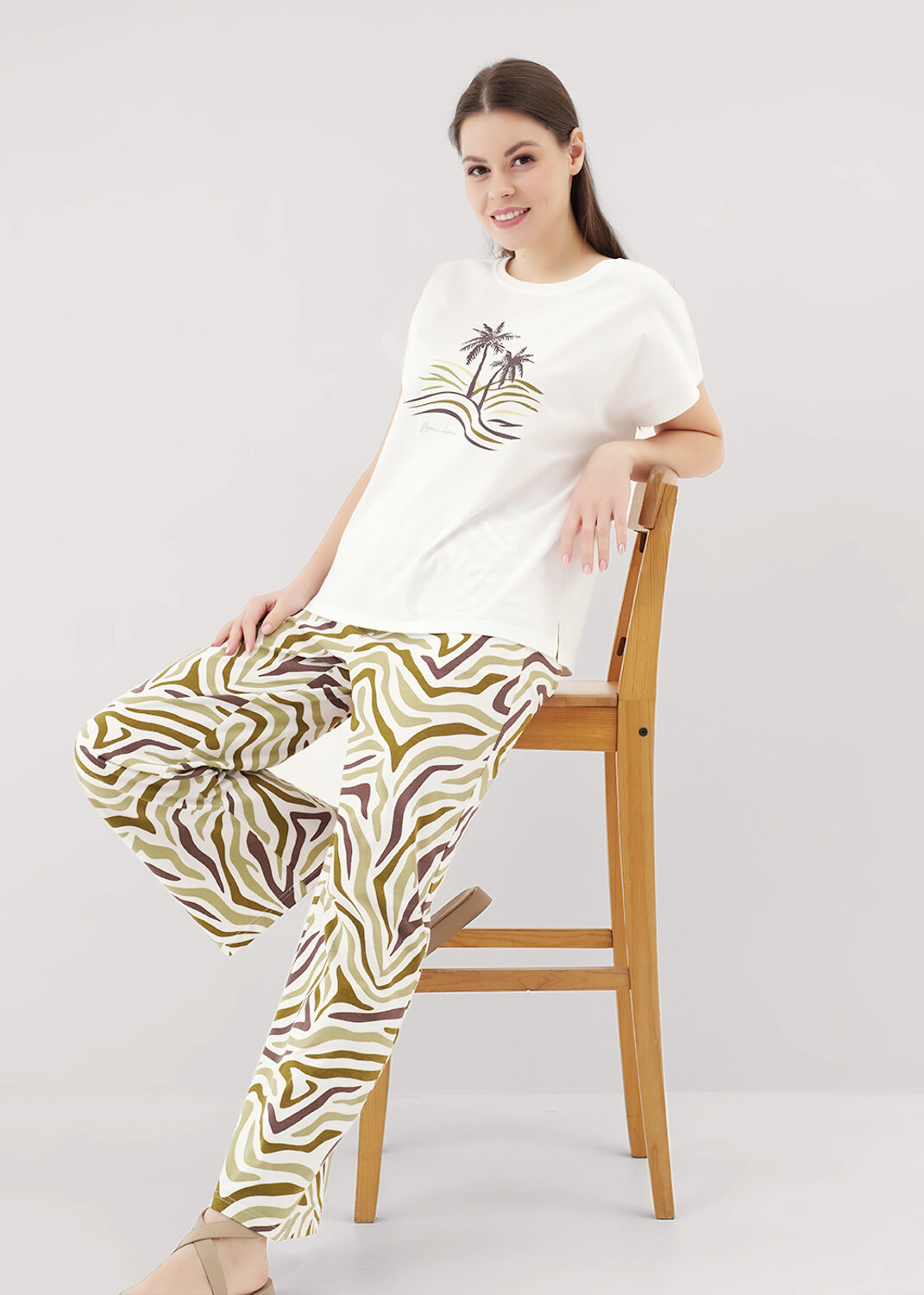 ст. цена1890руб.! CLEVER Пижама LP25-1164/2молочный/хаки