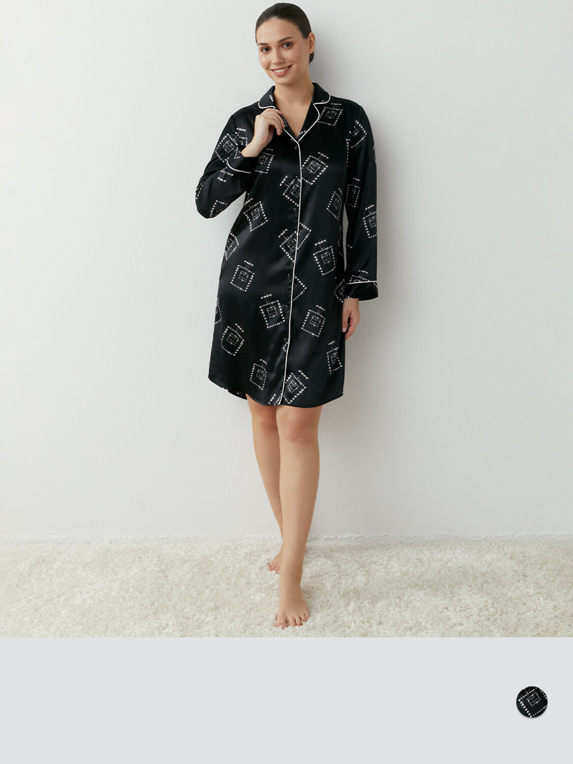 ст. цена2400руб.! Omsa Рубашка OmD 0412D LOVE Рубашка пижамная удлиненная принт. жен, PLNero/Multicolor (Мультиколор)