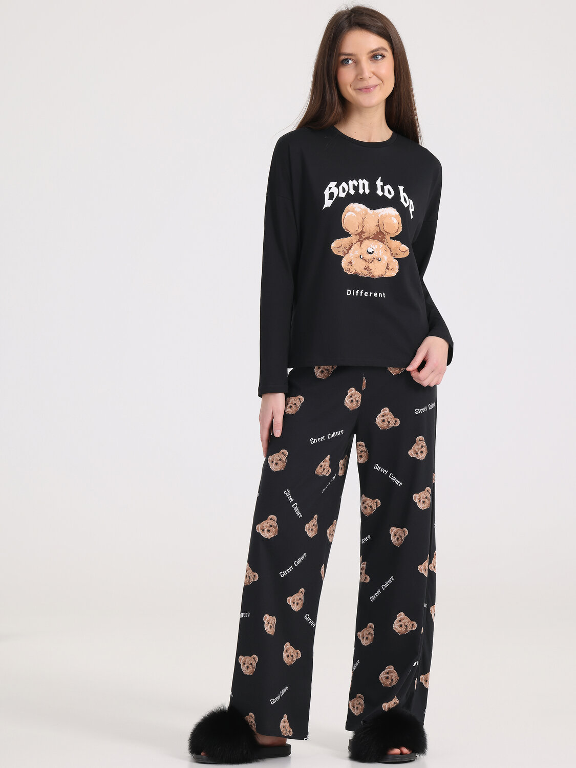 ст. цена1470руб.! Апрель Пижама 2ЖЖЛБ5704001нчерный+тедди на черном