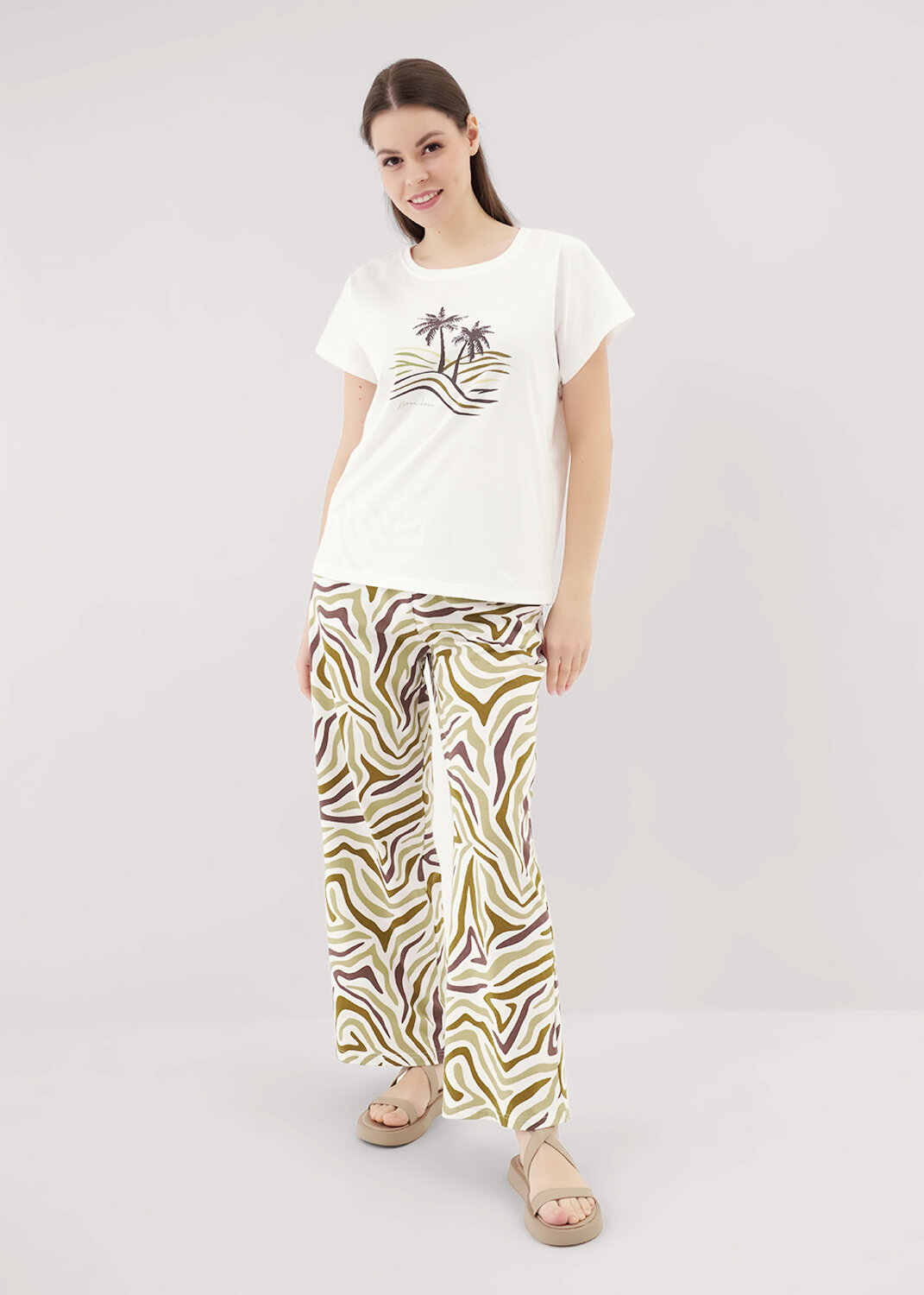 ст. цена1890руб.! CLEVER Пижама LP25-1164/2молочный/хаки