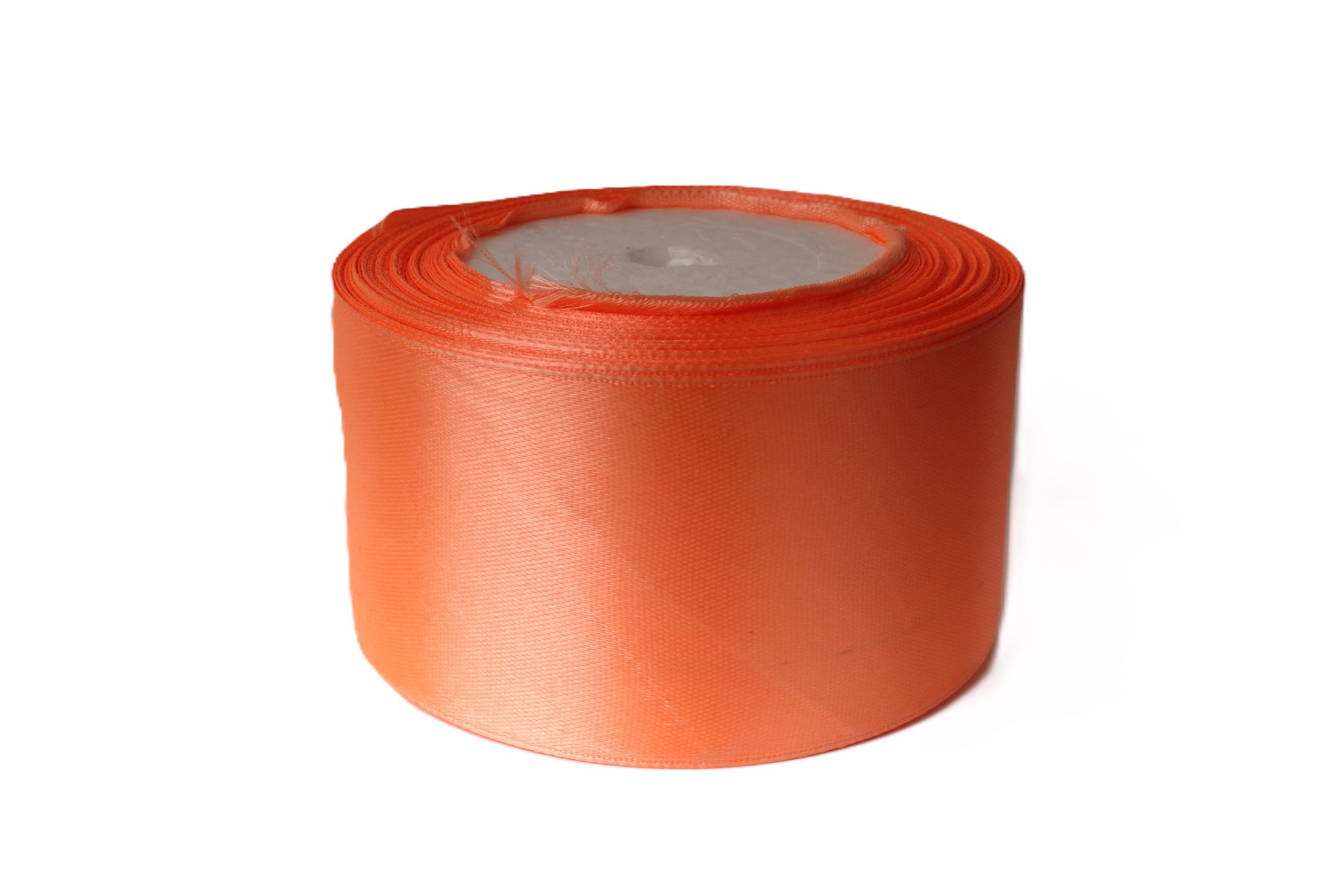 (Уценка)Однотонная атласная лента (ярко-персиковый), 50мм * 25 ярдов (+-1м)