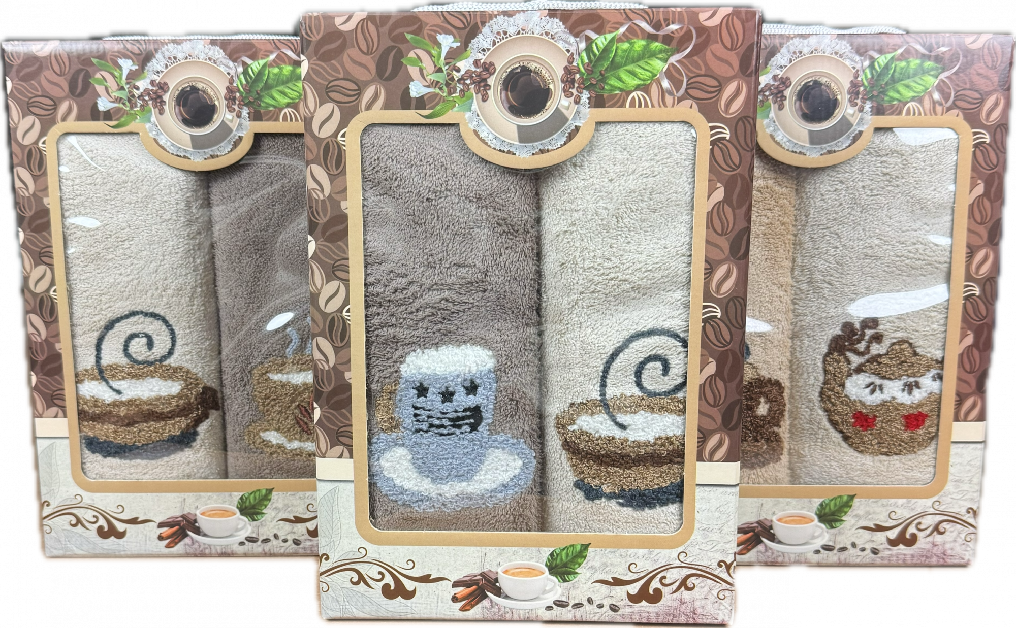 Набор полотенец микрофибра 98 - 582 КОФЕ НАШИВКА 2 пр в ассортименте р-р 25х50 2 шт