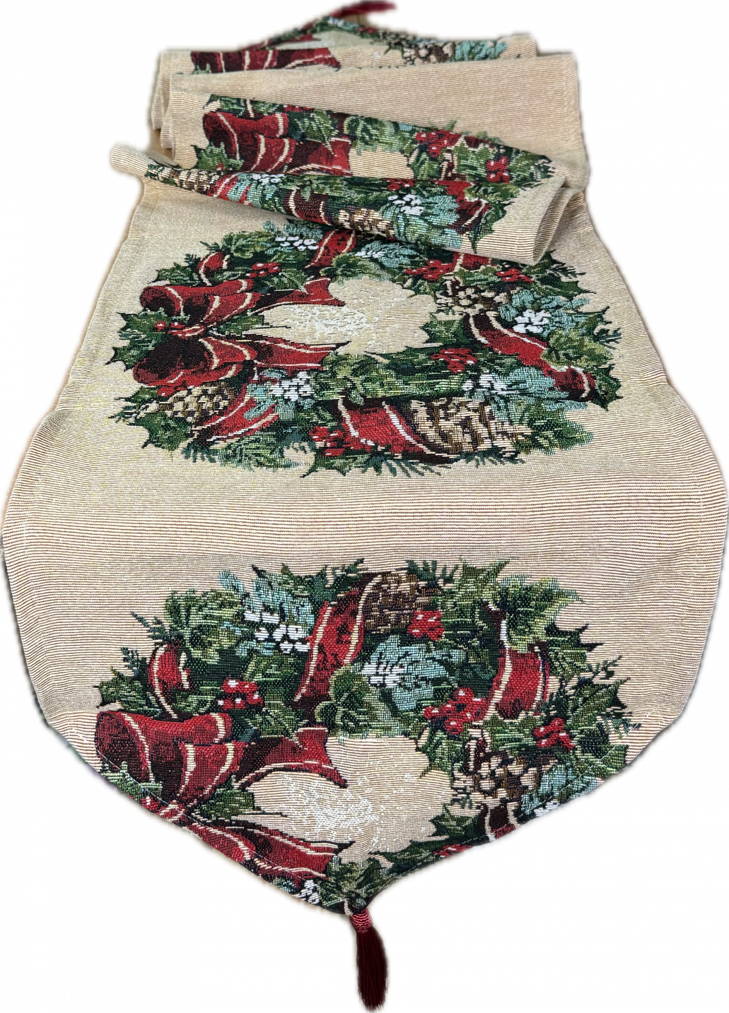 Дорожка гобеленовая на стол НОВОГОДНИЙ ВЕНОК р-р 180х35