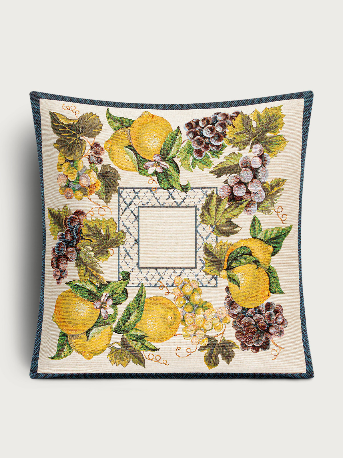 Жюра Виноград и лимоны синий бордюр Наволочка 45х45 см 2108788